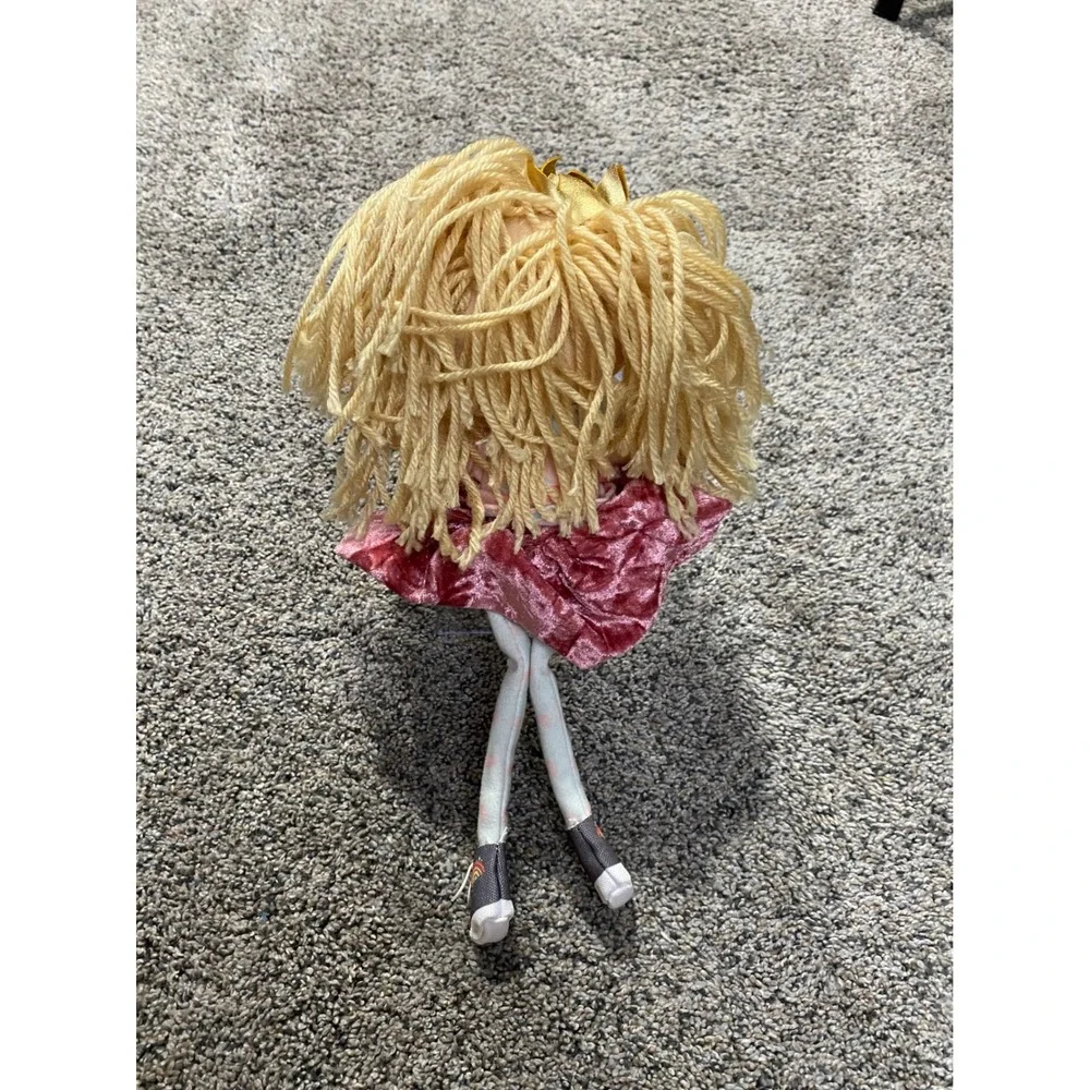 Sunny Days Entertainment Plush Princess Rag Doll Blonde Yarn Hair Pink Skirt